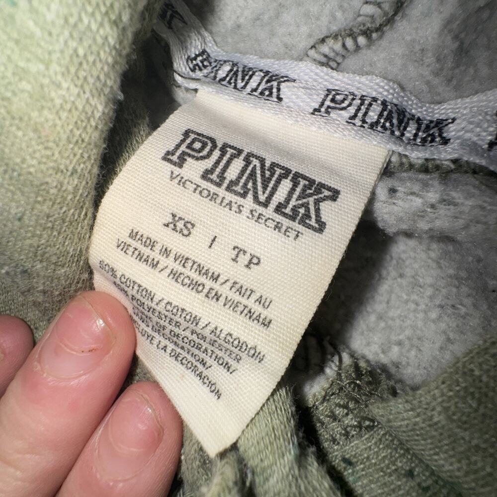 Victoria Secret Green Pink xs Y2K Hoodie HRD - Picture 3 of 4